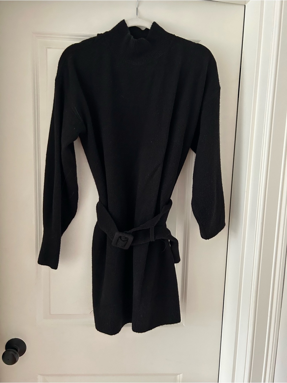 & Other Stories Black Ribbed Knit mock neck sweater dress